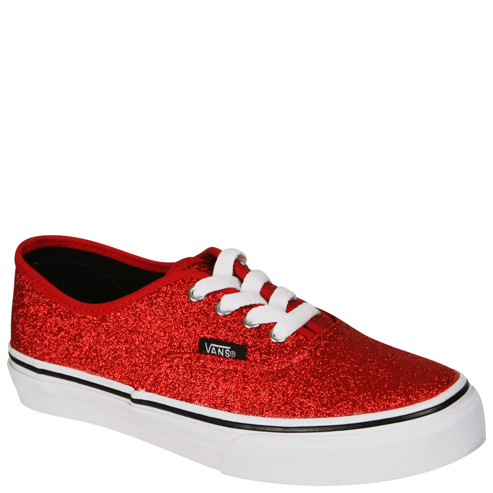 Vans Kids' Authentic Canvas Trainers - Glitter Red Clothing | TheHut.com Red Vans Shoes For Girls
