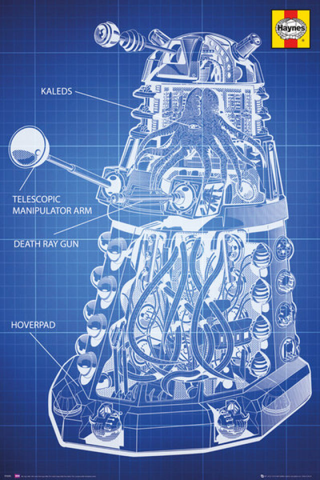 NEW /& OFFICIAL! T-Shirt Navy Doctor Who /'Dalek Blueprint/'