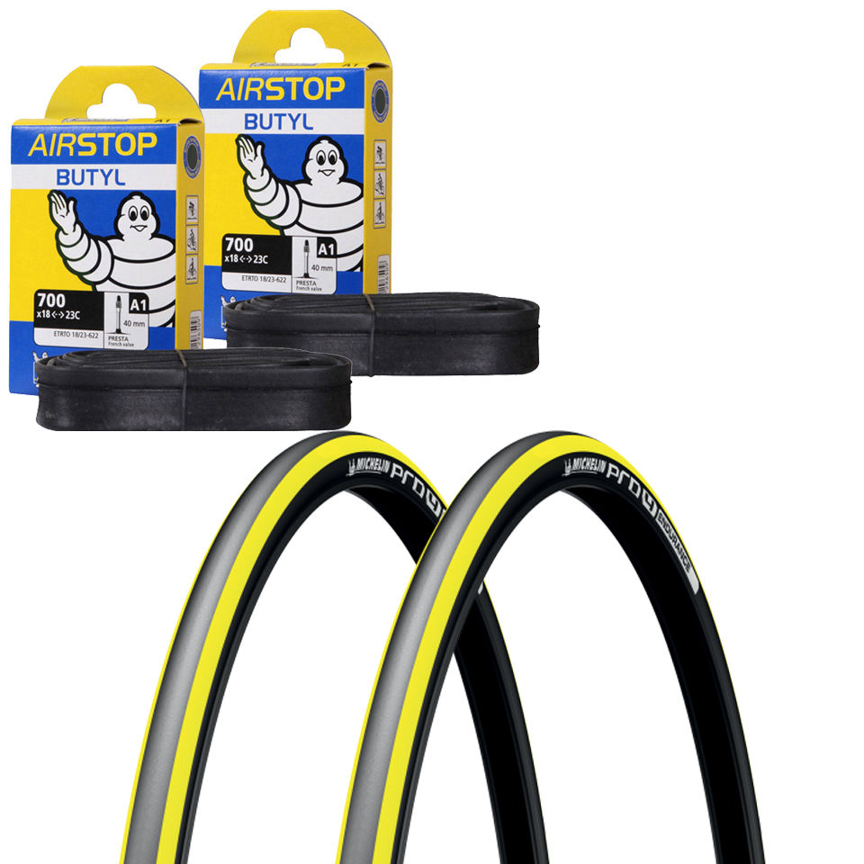 Yellow / black . 700-23 tyres  / NOS Michelin Krylion Two 