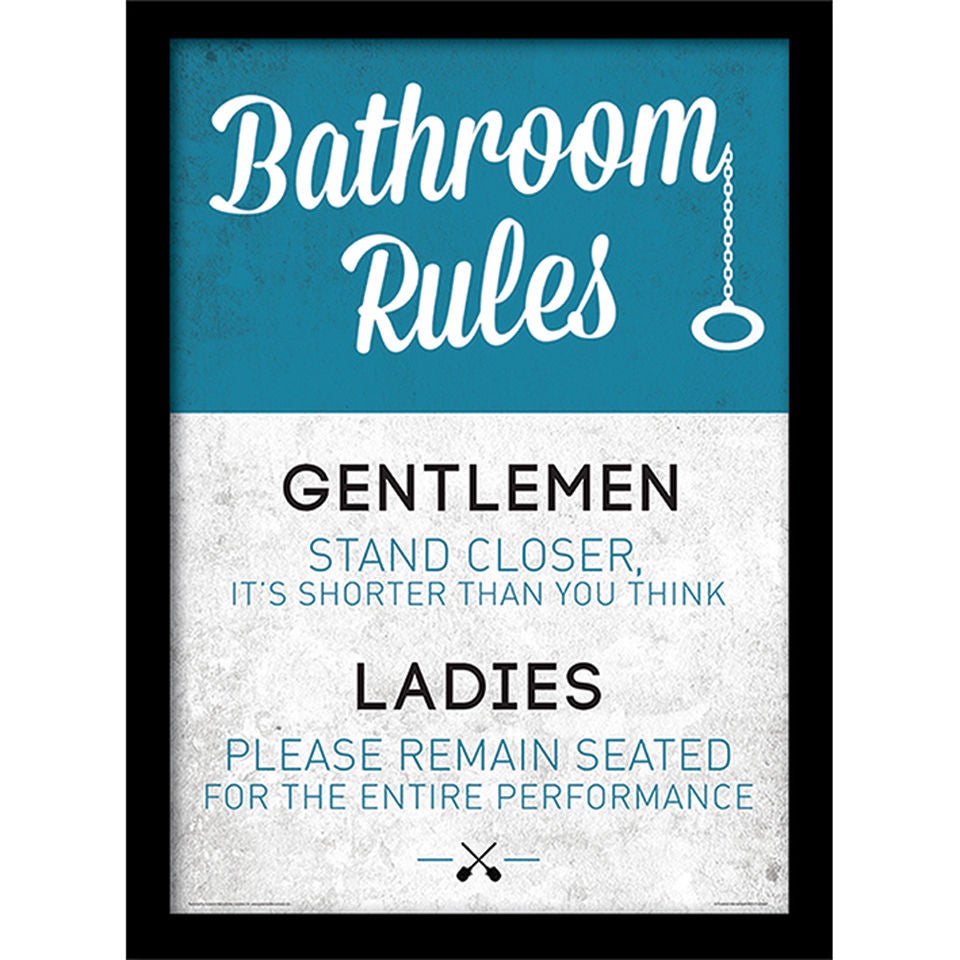 Bathroom Rules Framed 30x40cm Print Homeware Zavvi