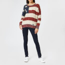 Superdry Women's Americana Cable Knit Jumper NavyBurnt RedEcru Superdry Women's Americana Cable Knit Jumper NavyBurnt RedEcru