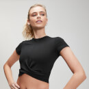 MP Damen Power Kurzarm Crop Top - Schwarz - XS