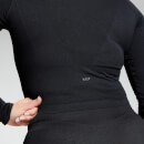 MP Women's Shape Seamless Ultra Long Sleeve Crop Top- Black - L
