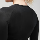 MP Women's Shape Seamless Ultra Long Sleeve Crop Top- Black - L