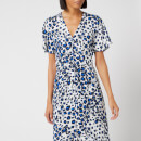 brushed leopard button dress