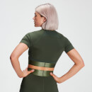 MP Women's Adapt Textured Crop Top- Dark Green - XXS