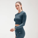 Crop top sans coutures à manches longues MP Shape Seamless Ultra pour femmes – Bleu mer