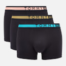 Tommy Hilfiger Men's 3 Pack Trunks - Aquatice Teal/Light Coral/Faded Olive