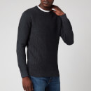 Superdry Men's Academy Dyed Texture Crewneck Jumper - Washed Carbon Black