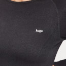เสื้อครอปแขนยาวไม่มีรอยต่อสำหรับผู้หญิง MP - สีดำ - XXS