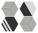 in homeware x Charlotte Greedy Geometric Hexagonal Coaster Set