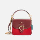 Coach Women's CNY Canvas Signature Gusset Beat Shoulder Bag 18 - Tan Electric Red Multi
