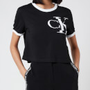 Calvin Klein Jeans Women's Distorted Ck Pocket Ringer T-Shirt - CK Black/White