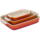 Le Creuset Stoneware 3 Piece Rectangular Dish Set - Volcanic