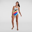 Women's Retro Digital Placement Medalist Swimsuit White