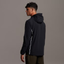 Men's Hooded Jacket with Contrast Piping - True Black