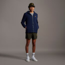 Men's Hooded Jacket with Contrast Piping - Navy