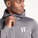 11 Degrees Core Full Zip Poly Track Top With Hood – Steel