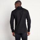Men's Long Sleeve Contrast Logo Shirt – Black
