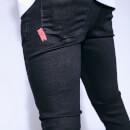 Slashed Knee Jeans Super Skinny – Jet Black Wash