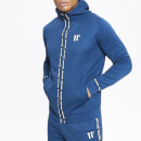 Men's Maize Pique Repeat Binding Full Zip Hoodie - Sailor Blue