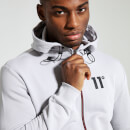 Men's Mixed Fabric Full Zip Hoodie – Vapour Grey/Imperial Red