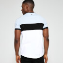 Men's Cut And Sew Triple Panel Taped T-Shirt Muscle Fit – Powder Blue/White/Black