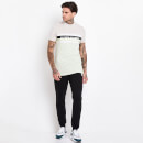 Men's Cut And Sew Rib Detail T-Shirt Ecru/Fog Green/White