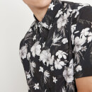 Camisa Floral de manga corta - Negro / Blanco
