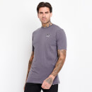 Men's Roll Sleeve Applique Logo T-Shirt Muscle Fit - Slate Grey/Black