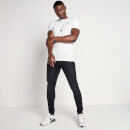 Men's Roll Sleeve Applique Logo T-Shirt Muscle Fit – White/Blue
