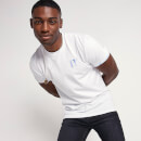 Men's Roll Sleeve Applique Logo T-Shirt Muscle Fit - White/Blue
