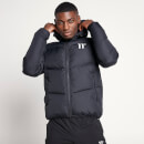 Men's Large Panelled Puffer Jacket - Black