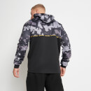 Camo Cut And Sew Poly Track Top With Hood – Black/Gold