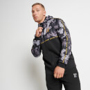 Camo Cut And Sew Poly Track Top With Hood - Black/Gold