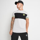 11 Degrees Cut And Sew Rib Muscle Fit T-Shirt – Vapour Grey / Black / Limeade