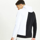 Mixed Fabric Cut And Sew Pullover Hoodie - Black/White