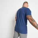 Camiseta con Paneles y Tejido Mixto - Azul Insignia / Blanco