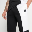 11 Degrees Mixed Fabric Cut And Sew Joggers Regular Fit – Black / White