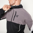 Cut And Sew Quarter Zip Shell Track Top With Hood - Black/Anthracite/White