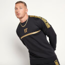 Sudadera con Cinta y Tejido Mixto - Negro / Dorado