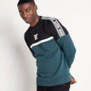 Mixed Fabric Taped Sweatshirt - Darkest Spruce Green/Black/
