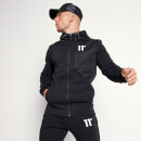 Sudadera con Capucha y Cremallera con Tejido Mixto y Paneles - Negro