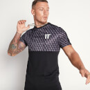 Mixed Fabric Cut And Sew Printed T-Shirt – Black