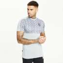 11 Degrees Men's Mixed Fabric Cut And Sew Printed T-Shirt - Silver