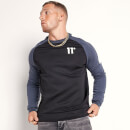 Mixed Fabric Cut And Sew Sweatshirt – Black/Anthracite/White