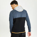 11 Degrees Mixed Fabric Cut And Sew Full Zip Hoodie – Black / Anthracite / Vapour Grey / Neon Orange
