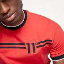 Camiseta Ringer con Estampado de Rayas en Pecho - Rojo Infierno