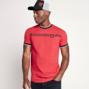 Camiseta Ringer con Estampado de Rayas en Pecho - Rojo Infierno