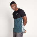 Men's Cut And Sew Contrast Panel Taped T-Shirt - Black/Darkest Spruce Green/Vapour Grey